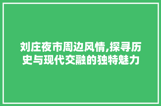 刘庄夜市周边风情,探寻历史与现代交融的独特魅力