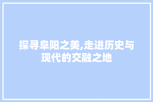 探寻阜阳之美,走进历史与现代的交融之地