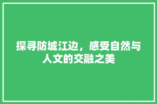 探寻防城江边，感受自然与人文的交融之美