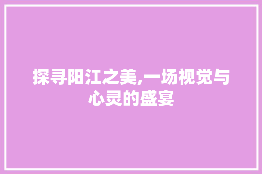 探寻阳江之美,一场视觉与心灵的盛宴