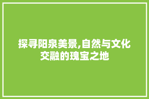 探寻阳泉美景,自然与文化交融的瑰宝之地