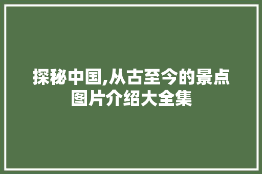 探秘中国,从古至今的景点图片介绍大全集