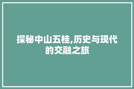 探秘中山五桂,历史与现代的交融之旅