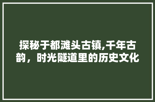 探秘于都滩头古镇,千年古韵，时光隧道里的历史文化瑰宝