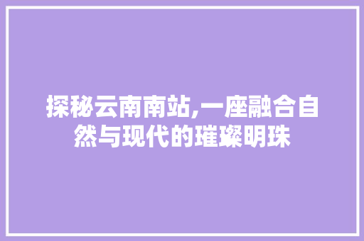 探秘云南南站,一座融合自然与现代的璀璨明珠