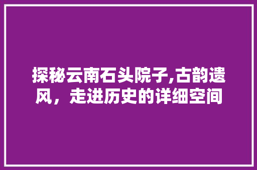 探秘云南石头院子,古韵遗风，走进历史的详细空间