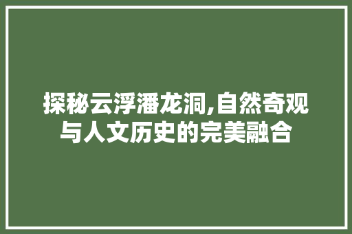 探秘云浮潘龙洞,自然奇观与人文历史的完美融合