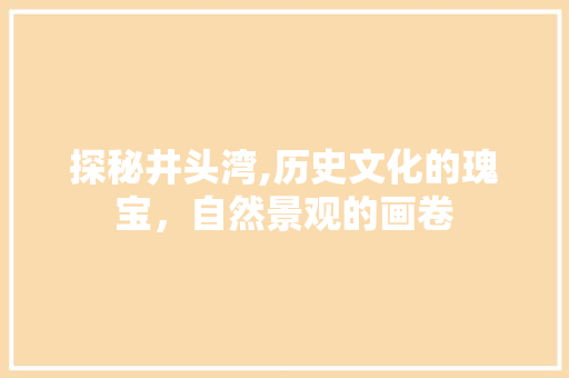 探秘井头湾,历史文化的瑰宝，自然景观的画卷