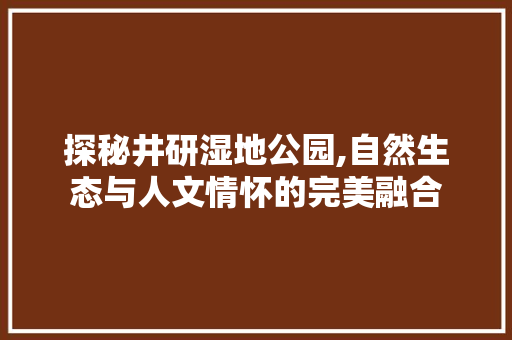 探秘井研湿地公园,自然生态与人文情怀的完美融合