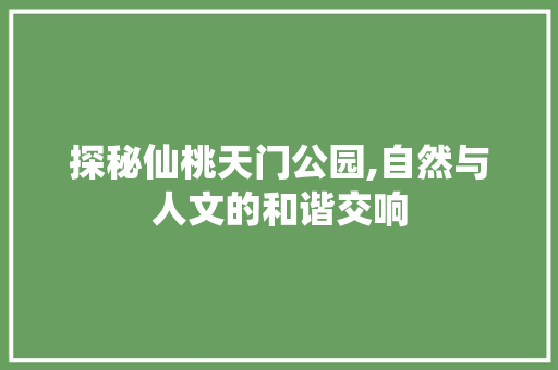 探秘仙桃天门公园,自然与人文的和谐交响