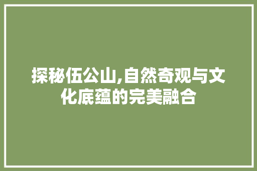 探秘伍公山,自然奇观与文化底蕴的完美融合