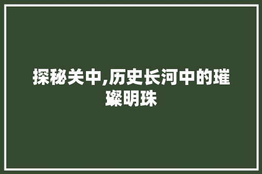 探秘关中,历史长河中的璀璨明珠