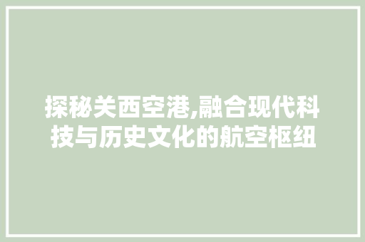 探秘关西空港,融合现代科技与历史文化的航空枢纽