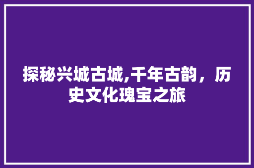 探秘兴城古城,千年古韵，历史文化瑰宝之旅