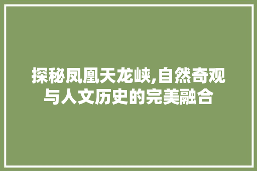 探秘凤凰天龙峡,自然奇观与人文历史的完美融合  第1张