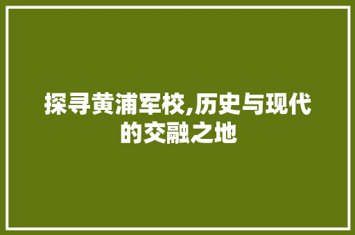 探寻黄浦军校,历史与现代的交融之地