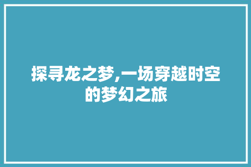 探寻龙之梦,一场穿越时空的梦幻之旅