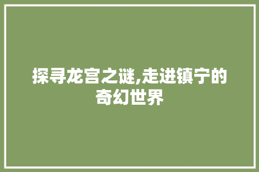 探寻龙宫之谜,走进镇宁的奇幻世界