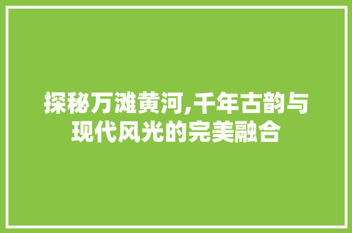 探秘万滩黄河,千年古韵与现代风光的完美融合