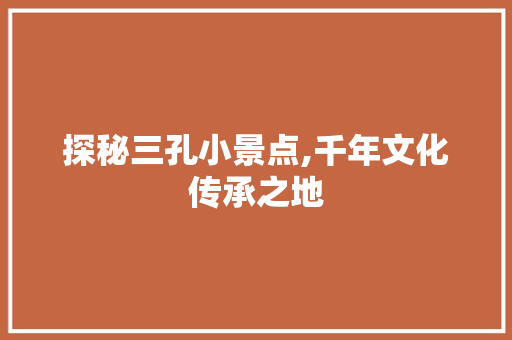 探秘三孔小景点,千年文化传承之地