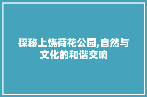 探秘上饶荷花公园,自然与文化的和谐交响