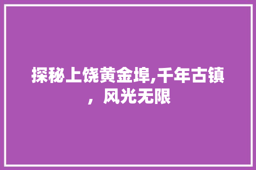 探秘上饶黄金埠,千年古镇，风光无限