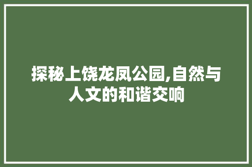 探秘上饶龙凤公园,自然与人文的和谐交响