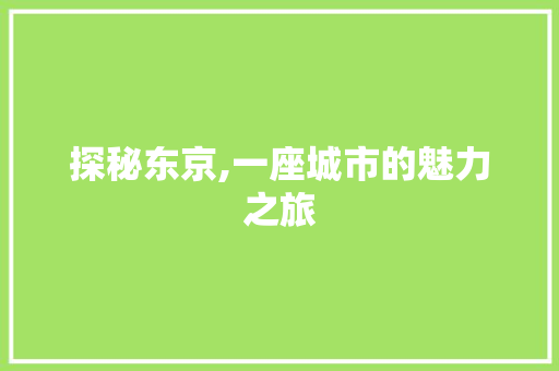 探秘东京,一座城市的魅力之旅  第1张