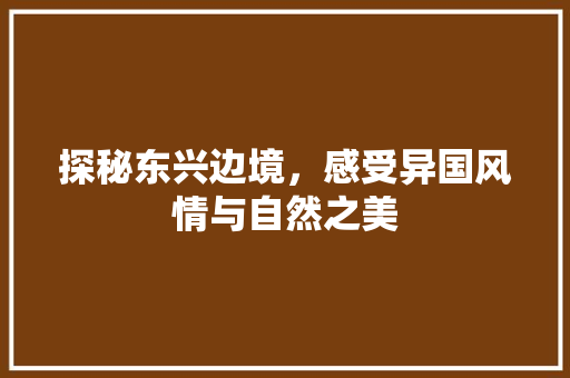 探秘东兴边境，感受异国风情与自然之美