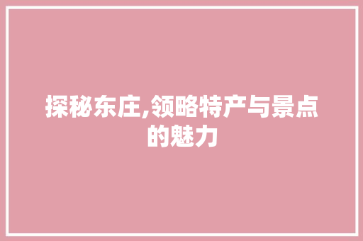 探秘东庄,领略特产与景点的魅力