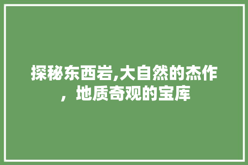 探秘东西岩,大自然的杰作，地质奇观的宝库