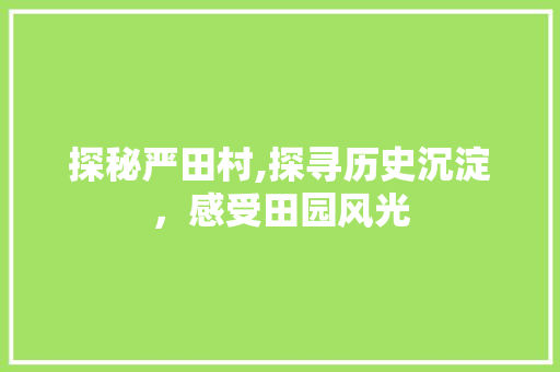 探秘严田村,探寻历史沉淀，感受田园风光