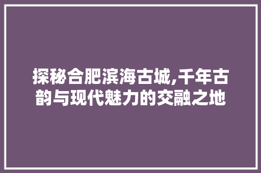 探秘合肥滨海古城,千年古韵与现代魅力的交融之地