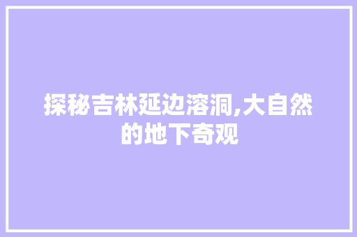 探秘吉林延边溶洞,大自然的地下奇观  第1张