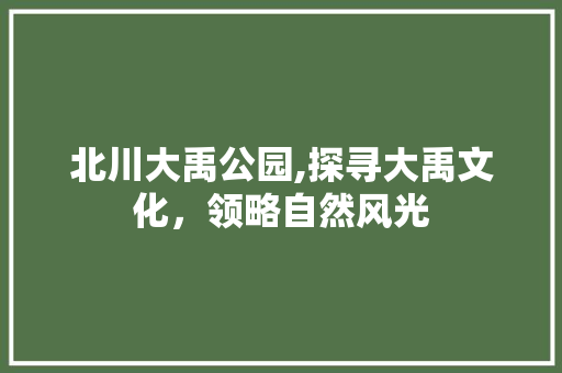 北川大禹公园,探寻大禹文化，领略自然风光