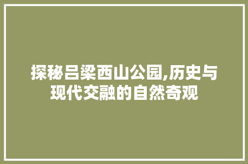 探秘吕梁西山公园,历史与现代交融的自然奇观