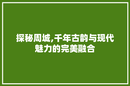 探秘周城,千年古韵与现代魅力的完美融合