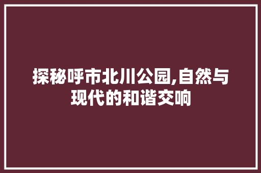 探秘呼市北川公园,自然与现代的和谐交响