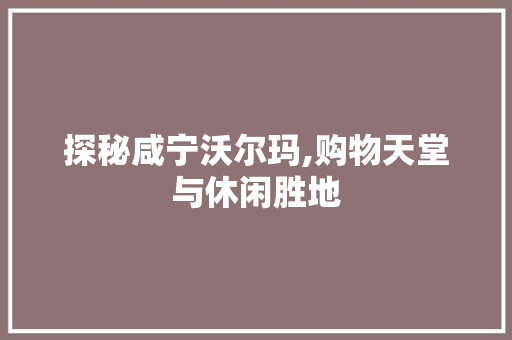 探秘咸宁沃尔玛,购物天堂与休闲胜地