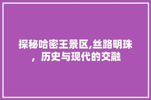 探秘哈密王景区,丝路明珠，历史与现代的交融