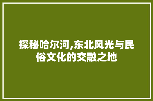 探秘哈尔河,东北风光与民俗文化的交融之地