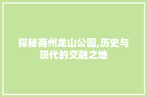 探秘商州龙山公园,历史与现代的交融之地