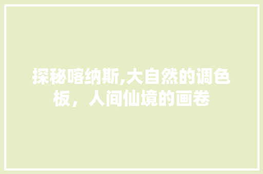 探秘喀纳斯,大自然的调色板，人间仙境的画卷