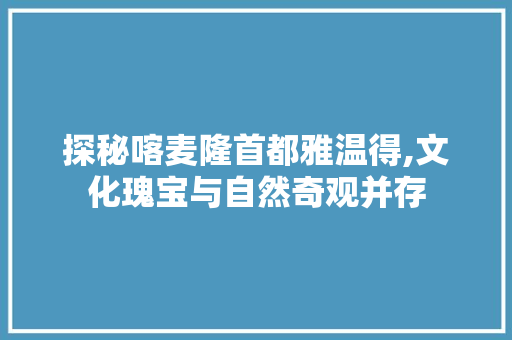 探秘喀麦隆首都雅温得,文化瑰宝与自然奇观并存