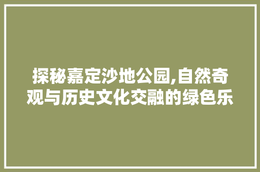 探秘嘉定沙地公园,自然奇观与历史文化交融的绿色乐园  第1张