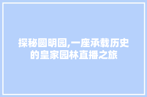 探秘圆明园,一座承载历史的皇家园林直播之旅