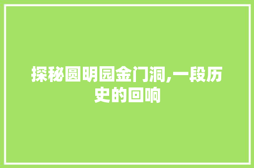 探秘圆明园金门洞,一段历史的回响