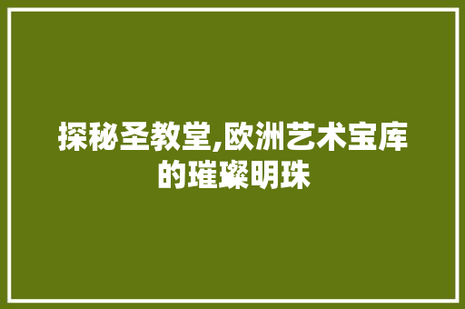 探秘圣教堂,欧洲艺术宝库的璀璨明珠