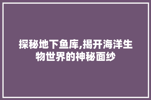 探秘地下鱼库,揭开海洋生物世界的神秘面纱