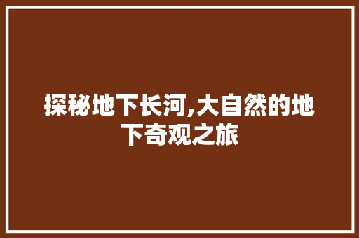 探秘地下长河,大自然的地下奇观之旅